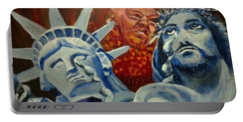 Politics Portable Battery Charger featuring the painting Escape on Tears of Love and Liberty by Saundra Johnson