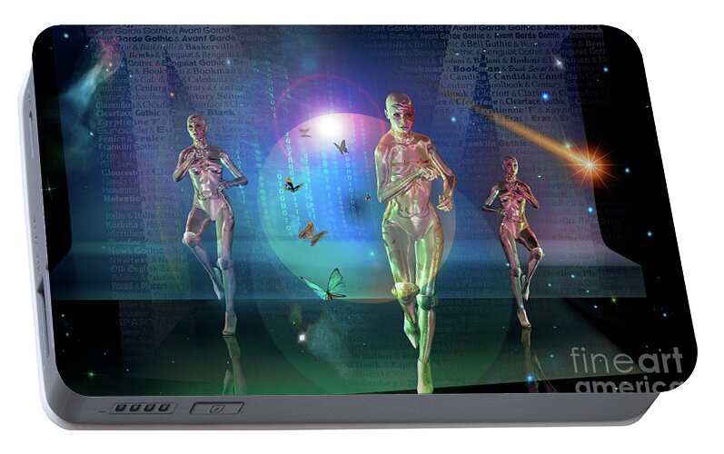 Sci Fi Portable Battery Charger featuring the digital art Escaping The Matrix by Shadowlea Is