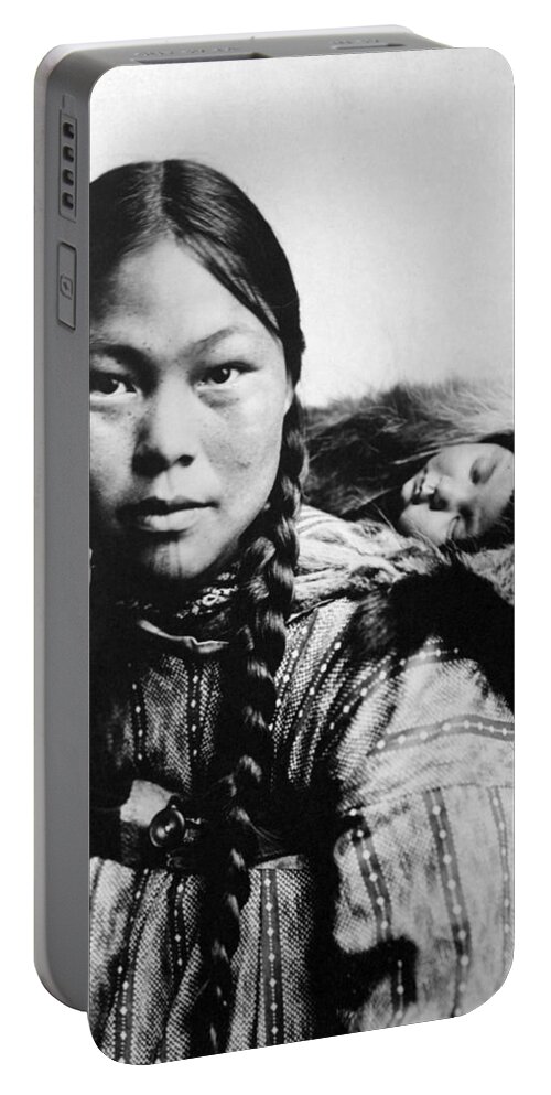 1906 Portable Battery Charger featuring the photograph Eskimo Woman And Child by Granger