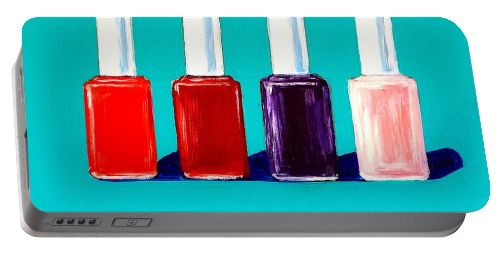 Nail Art Portable Battery Charger featuring the painting Essie Polish by Katy Hawk