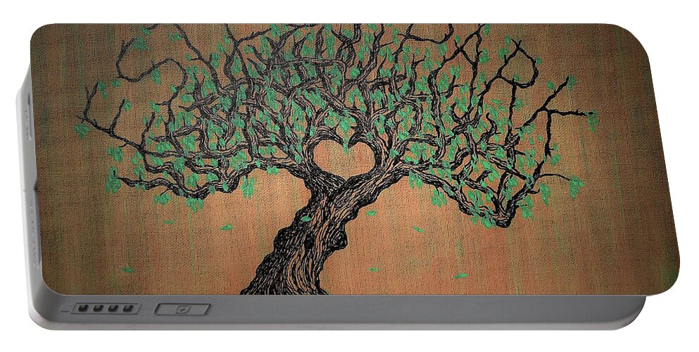 National Parks Portable Battery Charger featuring the drawing Estes Park Love Tree by Aaron Bombalicki