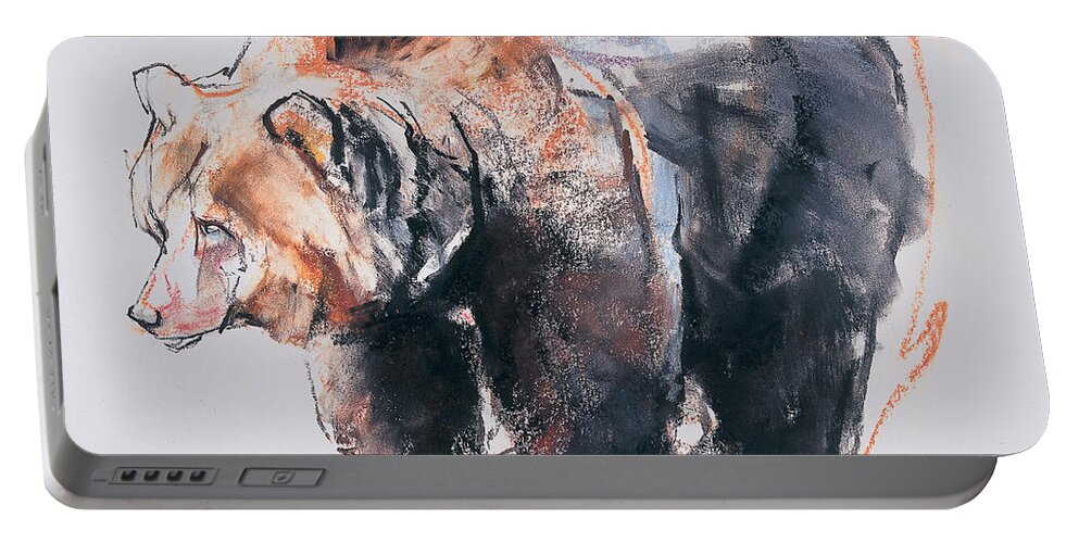Grizzly Bear Portable Battery Charger featuring the drawing European Brown Bear by Mark Adlington