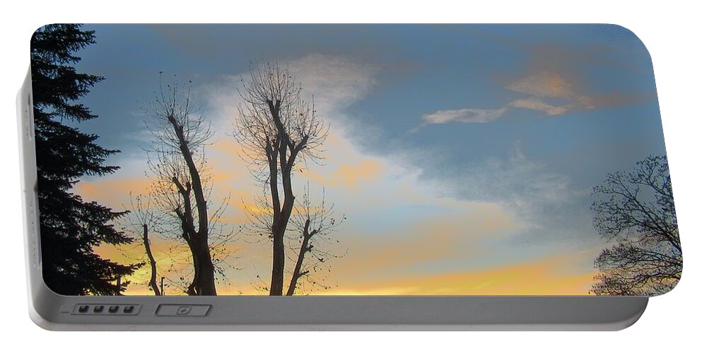 Sunset Portable Battery Charger featuring the photograph Eve And Trees by Vesna Martinjak