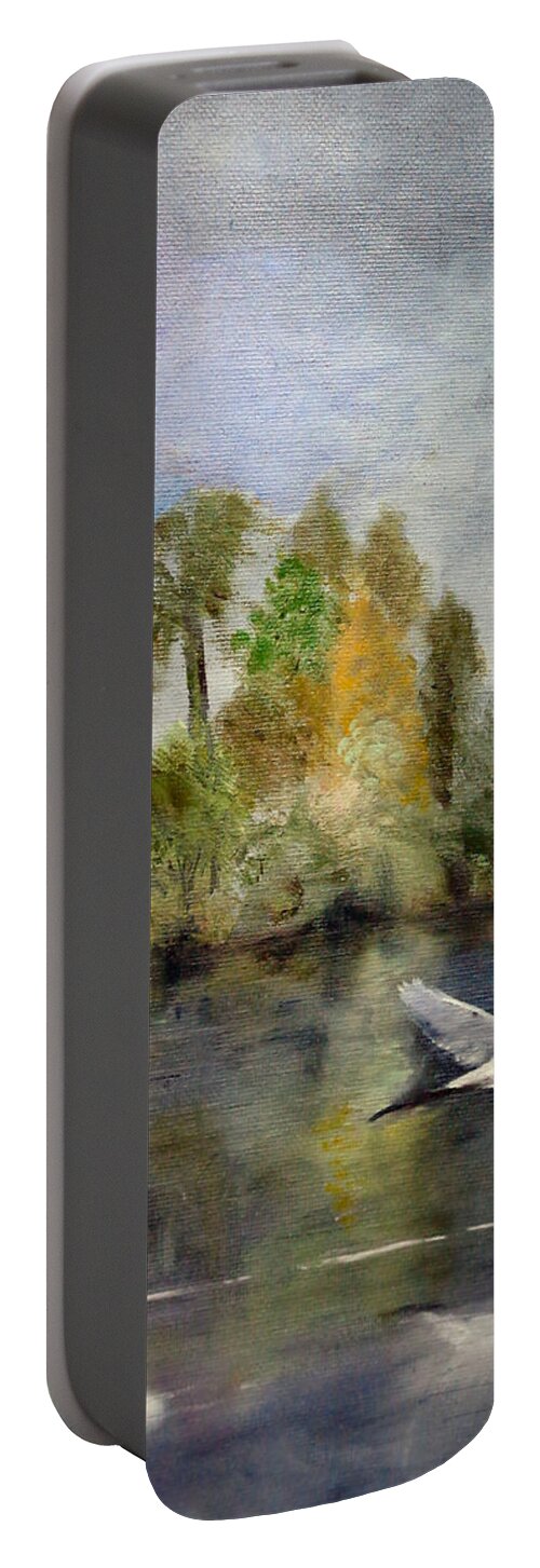 Seascape Portable Battery Charger featuring the painting Evening Flight by Arlen Avernian - Thorensen
