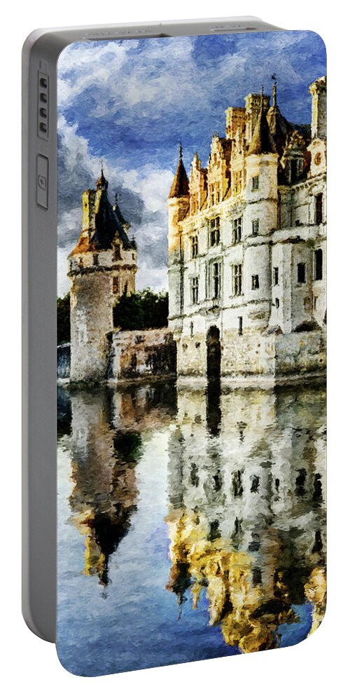 Chateau De Chenonceau Portable Battery Charger featuring the photograph Evening falls at the Castle by Weston Westmoreland
