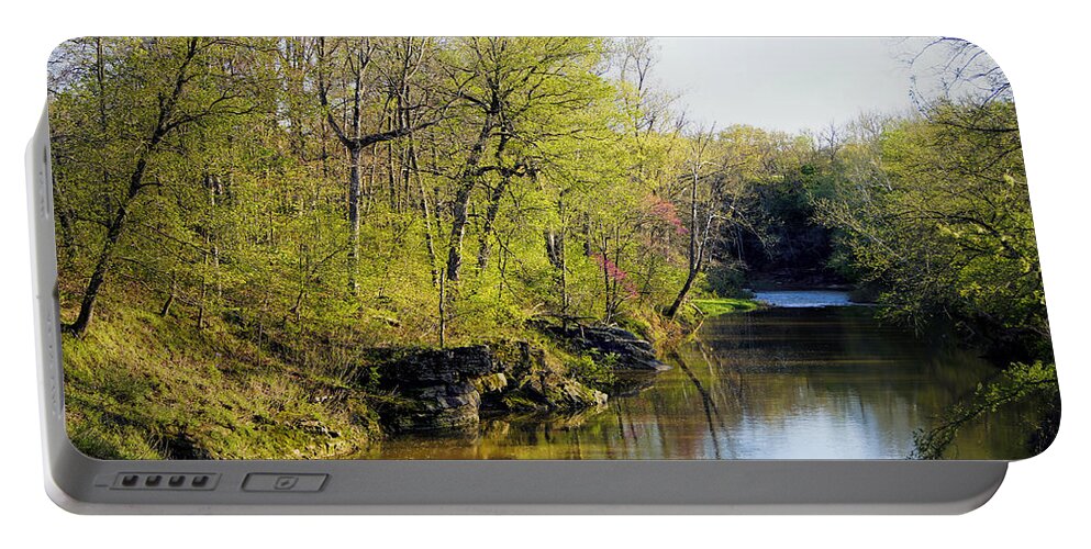 Creek Portable Battery Charger featuring the photograph Evening Falls on Cedar Creek by Cricket Hackmann