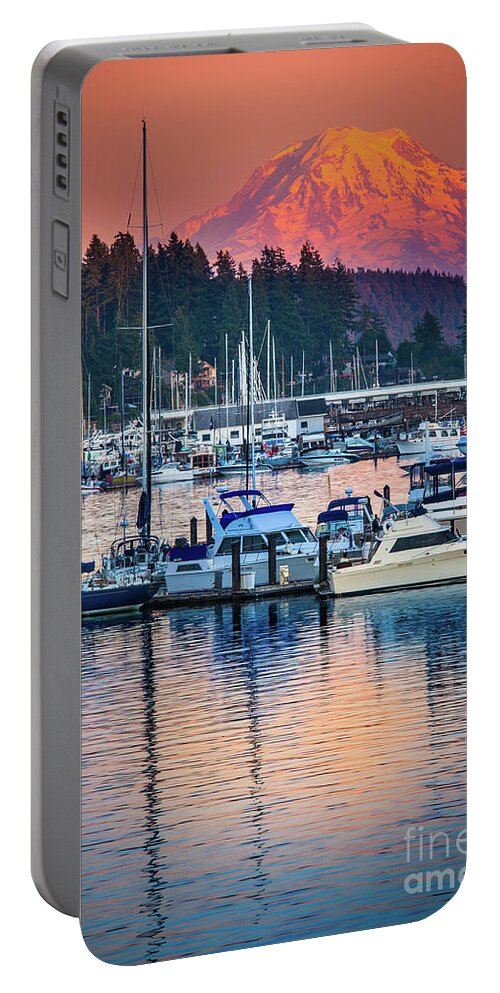 America Portable Battery Charger featuring the photograph Evening in Gig Harbor by Inge Johnsson