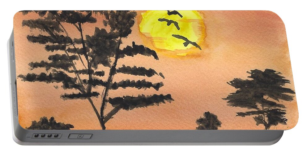 Savannah Portable Battery Charger featuring the painting Evening on the Savannah by Ali Baucom