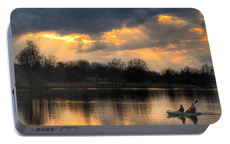 Rowboat Portable Battery Charger featuring the photograph Evening Relaxation by Sumoflam Photography