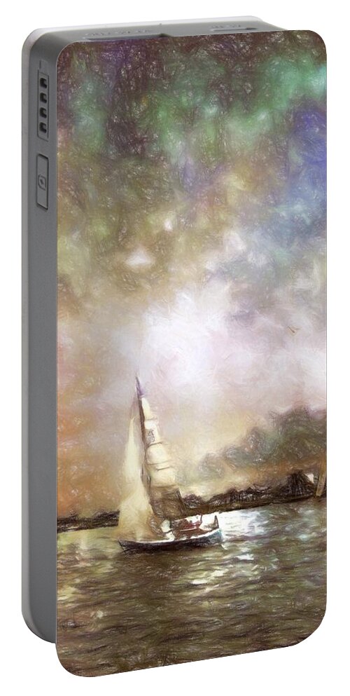 Ship Portable Battery Charger featuring the photograph EvenSail by Kathy Bassett