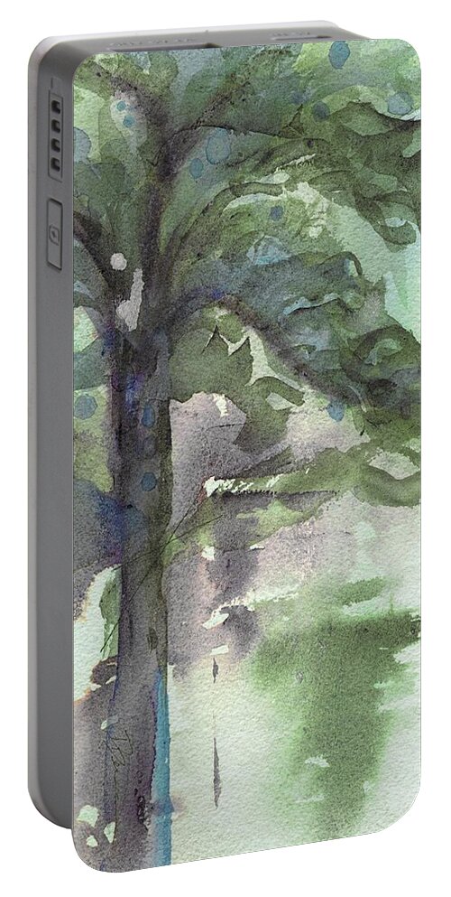 Tree Portable Battery Charger featuring the painting Evergreen by Dawn Derman