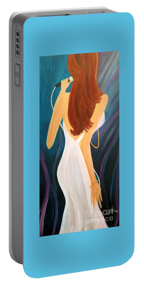 Sing Portable Battery Charger featuring the painting Everybody's Got A Song To Sing by Artist Linda Marie