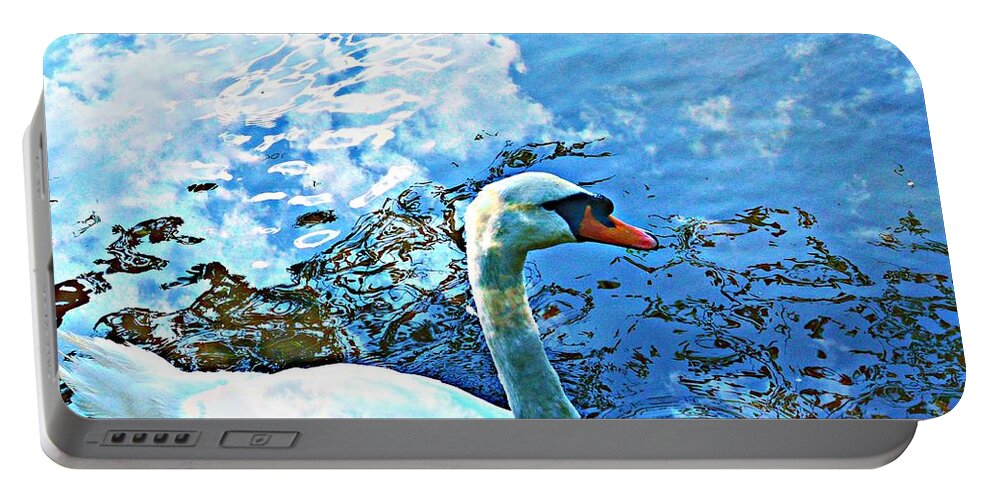 Swan Portable Battery Charger featuring the mixed media Everything is so Beautiful by Stacie Siemsen