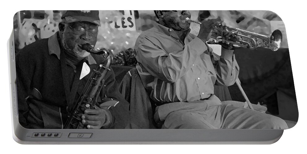 Excelsior Band Portable Battery Charger featuring the digital art Excelsior Band 2 Horns by Michael Thomas