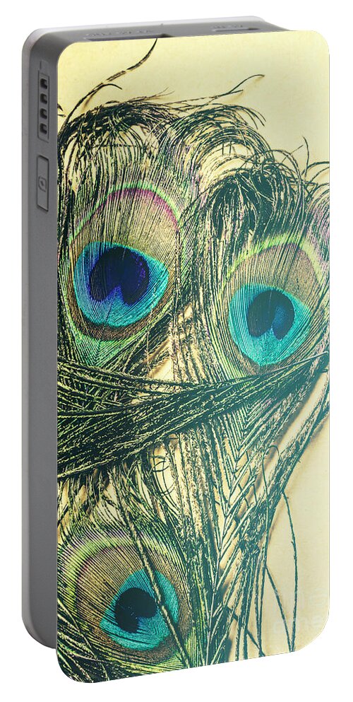Exotic Portable Battery Charger featuring the photograph Exotic eye of the peacock by Jorgo Photography