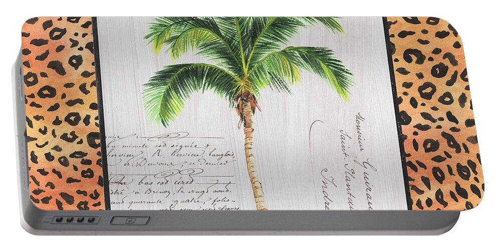 Tropical Portable Battery Charger featuring the painting Exotic Palms 1 by Debbie DeWitt