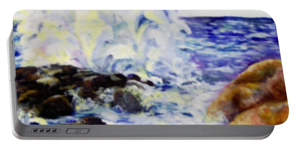 Waves Portable Battery Charger featuring the painting Explode by Saundra Johnson