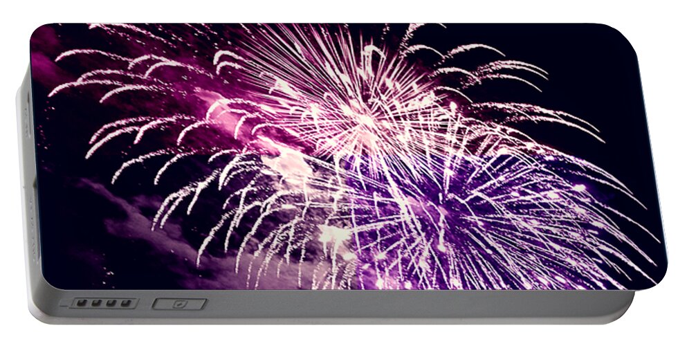 Fireworks Portable Battery Charger featuring the photograph Exploding Stars by DigiArt Diaries by Vicky B Fuller