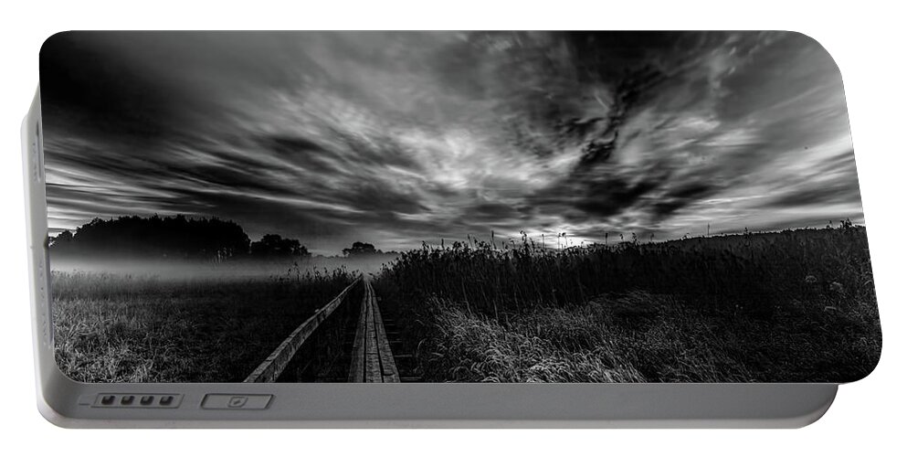 Explosive Portable Battery Charger featuring the photograph Explosive morning BW #h0 by Leif Sohlman