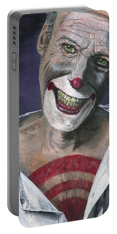 Clown Portable Battery Charger featuring the painting Exposed by Matthew Mezo