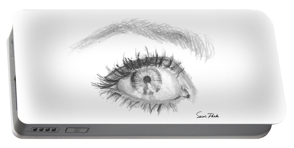 Portrait Portable Battery Charger featuring the drawing Eye by Sarah Parks