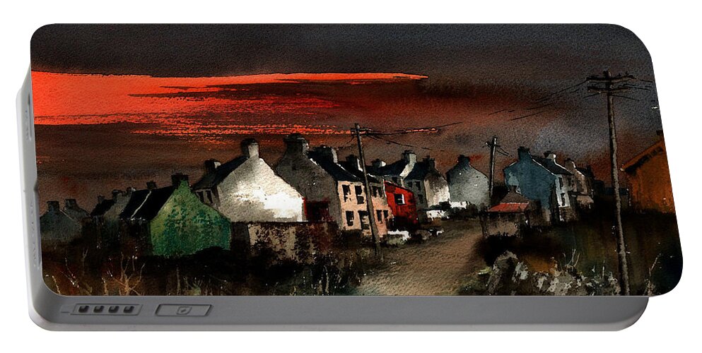 Val Byrne Portable Battery Charger featuring the painting Cork Beara Eyeries Sunset Beara by Val Byrne