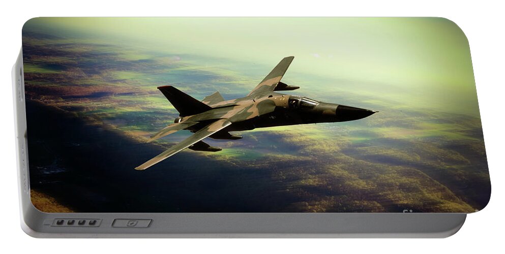 General Dynamics F111 Portable Battery Charger featuring the digital art F-111 Aarvark by Airpower Art