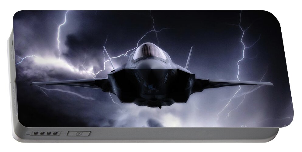 F35 Portable Battery Charger featuring the digital art F-35 Next Gen Lightning by Airpower Art