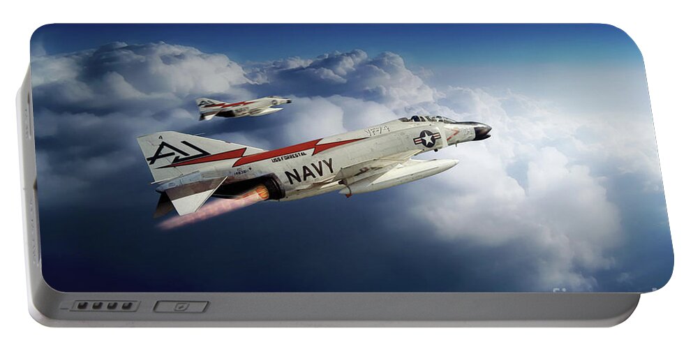 F-4 Portable Battery Charger featuring the digital art F-4 Phantom VF-74 by Airpower Art