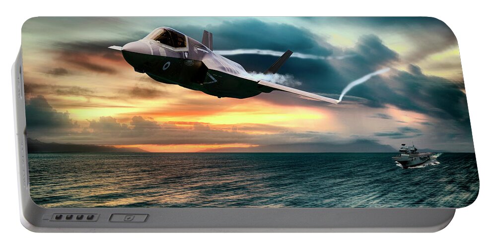 F35 Portable Battery Charger featuring the digital art F35 Lightning Launch by Airpower Art