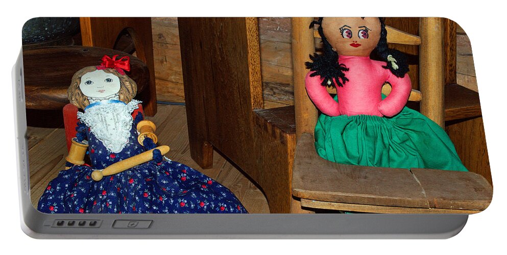 Old Fabric Dolls Portable Battery Charger featuring the photograph Fabric Dolls by Tikvah's Hope