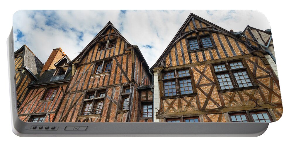 Tours Portable Battery Charger featuring the photograph Facades of half-timbered houses in Tours, France by GoodMood Art