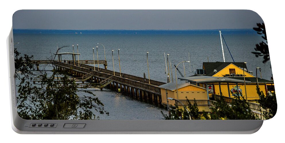 Pier Portable Battery Charger featuring the photograph Fairhope Pier from Overlook by Michael Thomas