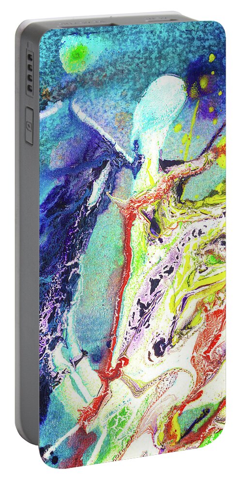 Abstract Portable Battery Charger featuring the painting Fairy Art - Colorful Abstract Fantasy Painting by Modern Abstract