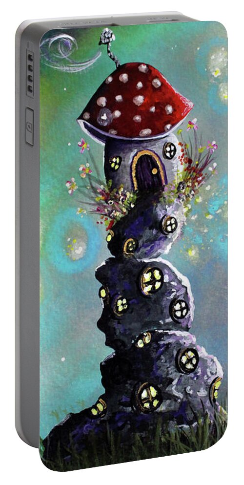 Fairy Portable Battery Charger featuring the painting Fairy Paintings - Home For The Night by Moonlight Art Parlour
