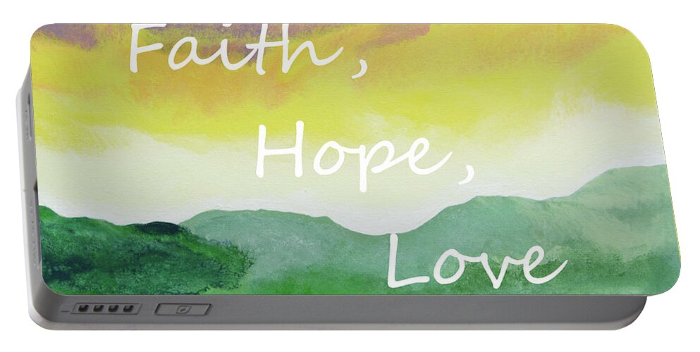 Faith Portable Battery Charger featuring the painting Faith Hope Love by Linda Bailey