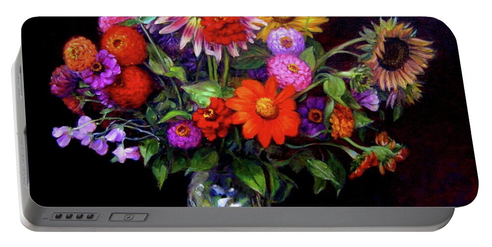 Floral Bouquet Portable Battery Charger featuring the painting Fall Bouquet by Marie Witte