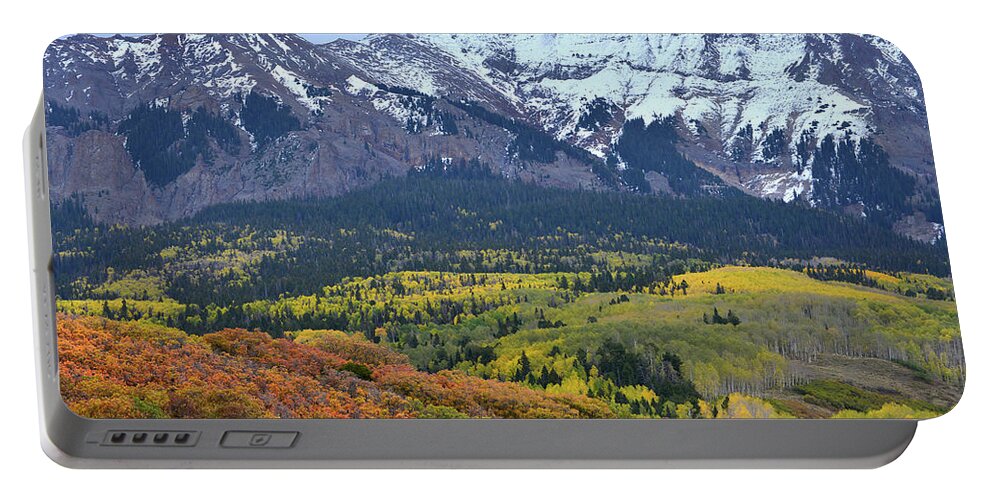 Colorado Portable Battery Charger featuring the photograph Fall Color Comes to Hillsides along Last Dollar Road by Ray Mathis