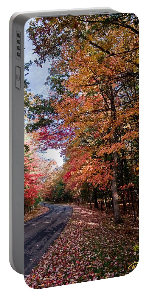 Autumn Portable Battery Charger featuring the photograph Fall Colors Backroad by Rikk Flohr