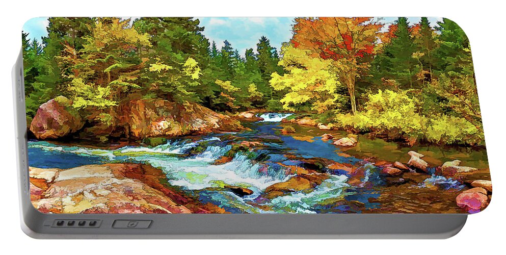 Nature Portable Battery Charger featuring the photograph Fall Foliage at Ledge Falls by ABeautifulSky Photography by Bill Caldwell