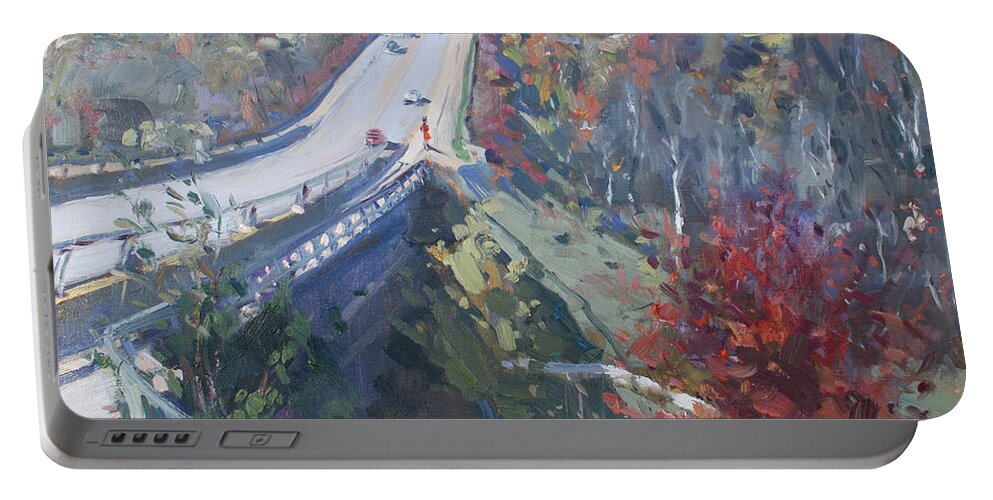 Fall Portable Battery Charger featuring the painting Fall in Silver Creek Georgetown by Ylli Haruni