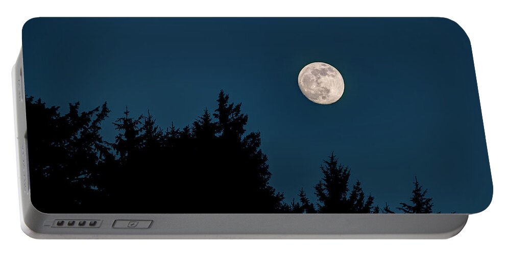Landscape Portable Battery Charger featuring the photograph Fall Moon Over The Tree Tops by Kristina Rinell