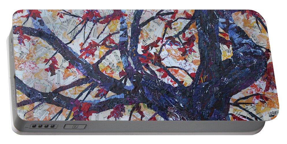 Tree Portable Battery Charger featuring the painting Fall Remmants by Jenny Armitage