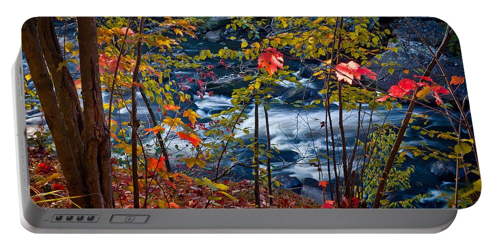 Autumn Portable Battery Charger featuring the photograph Fall - Streamside, by Rikk Flohr