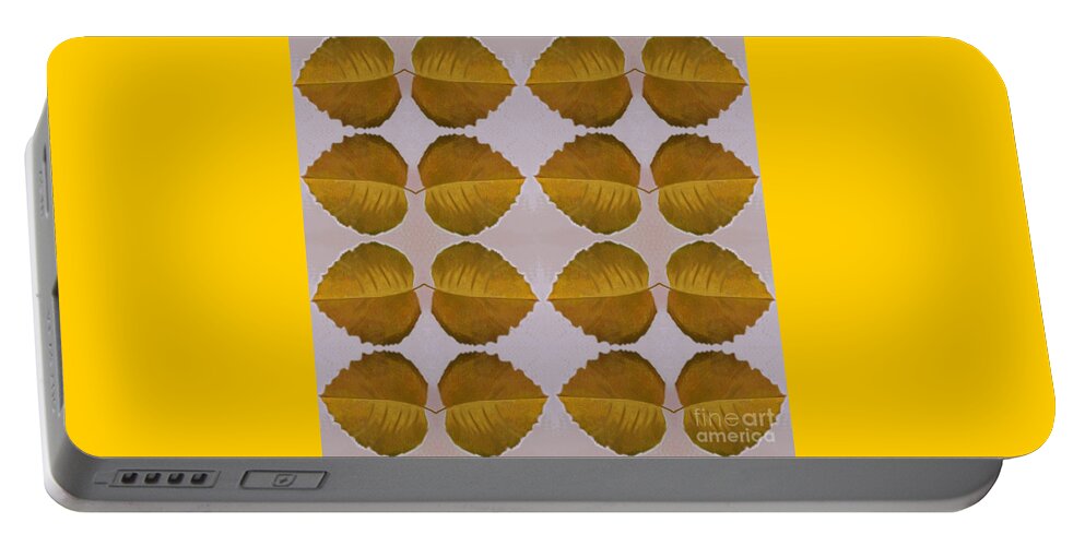 Leaves Portable Battery Charger featuring the digital art Fallen Leaves Arrangement In Yellow by Helena Tiainen