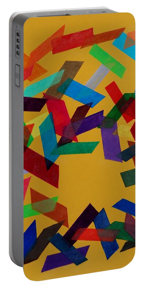 Abstract Portable Battery Charger featuring the mixed media Falling by Charla Van Vlack