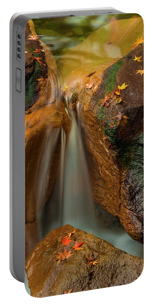 Water Fall Portable Battery Charger featuring the digital art Falls in motion by Michael Lee