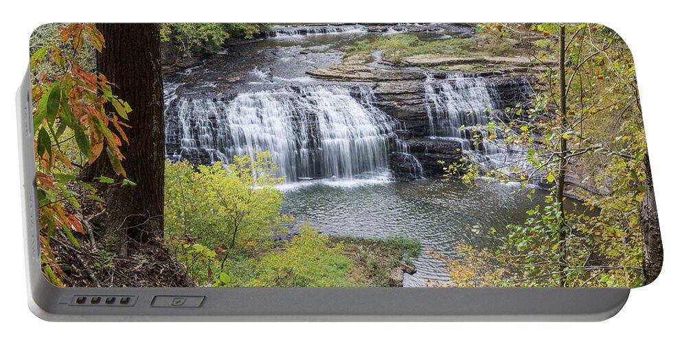 Burgess Falls Portable Battery Charger featuring the photograph Falls Through The Trees by John Benedict
