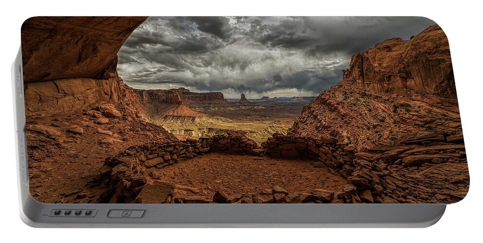 Mountain Portable Battery Charger featuring the photograph False kiva by Jeff Niederstadt