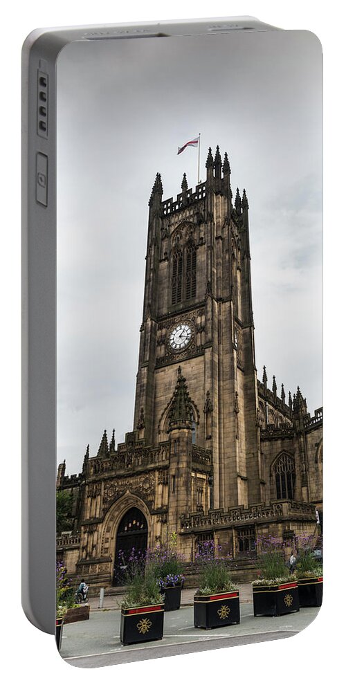 Cathedral Portable Battery Charger featuring the photograph Famous cathedral of Manchester, UK by Michalakis Ppalis